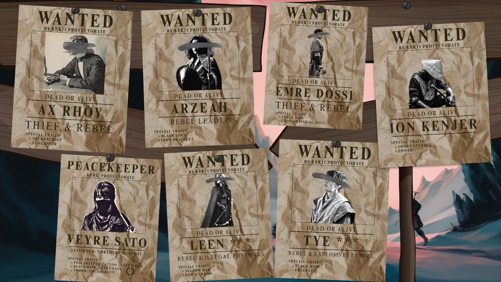 All characters as wanted posters